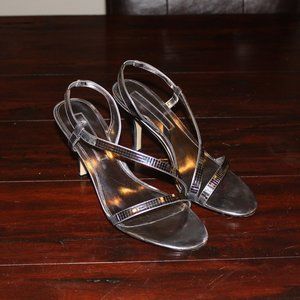 BANDOLINO LADIES SILVER SLING BACK HIGH HEELS 7.5